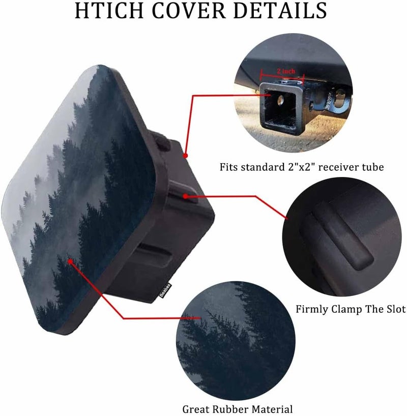 Beabes Rubber Hitch Tube Cover Foggy Forest Misty Mountain Spruce Trees Morning Standard 2" Trailer Hitch Receiver Covers for Man Woman, Tow Hitch Covers for Pickups Trucks Cars - Image 3